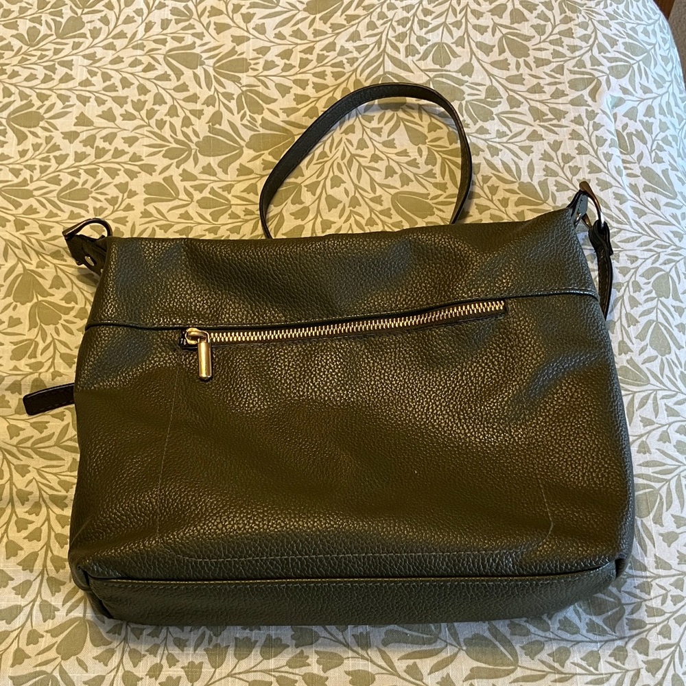 Olive Green Leather Shoulder Bag A New Day